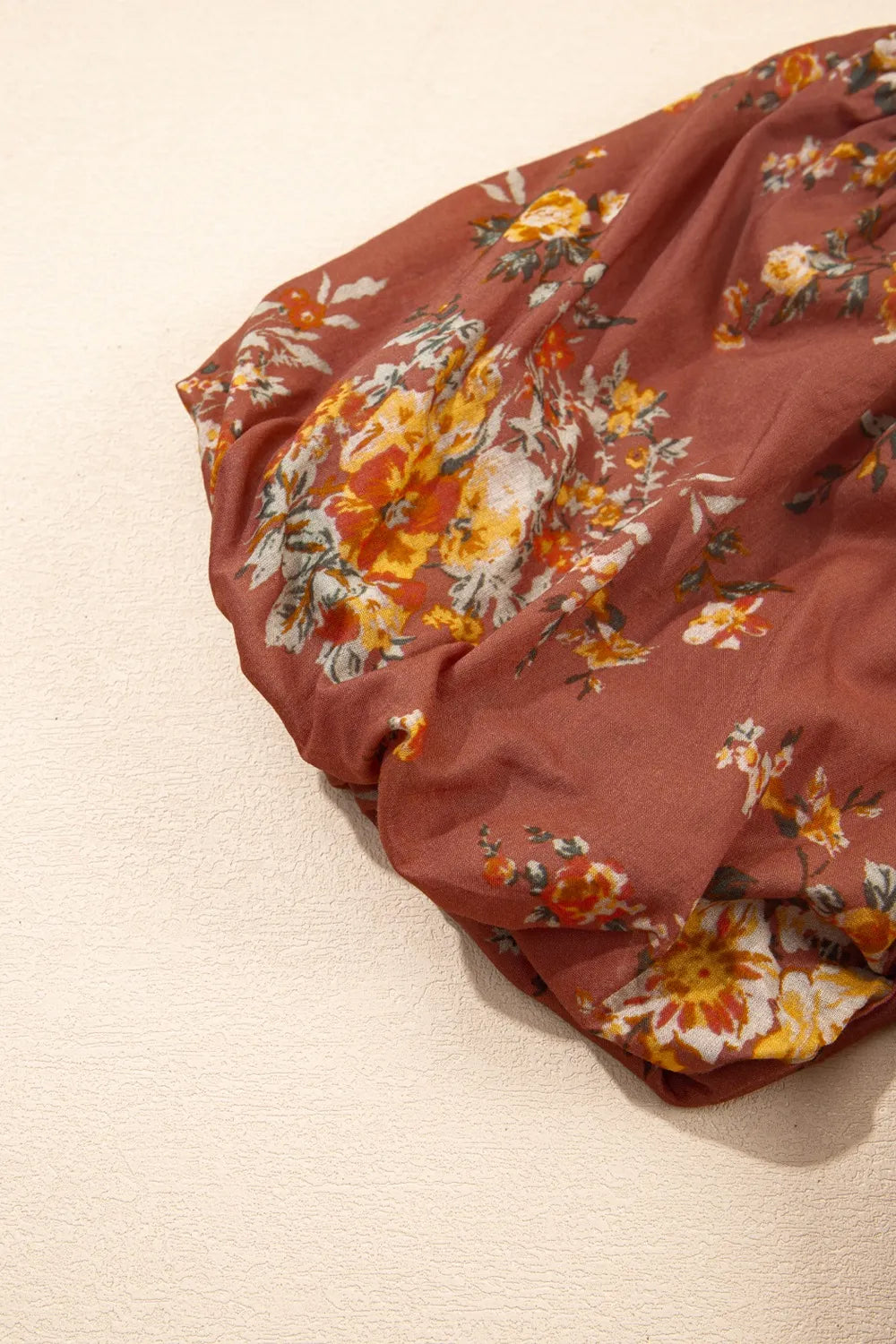 Floral Puff Sleeve Square Neck Knot Open Back Mini Dress OutfitFlow