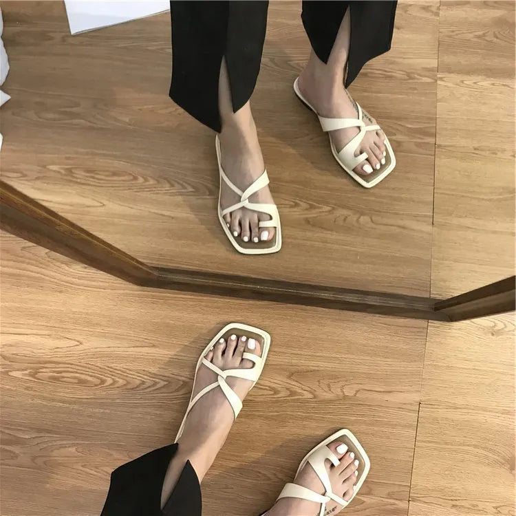 Toe Loop Flats Sandals OutfitFlow