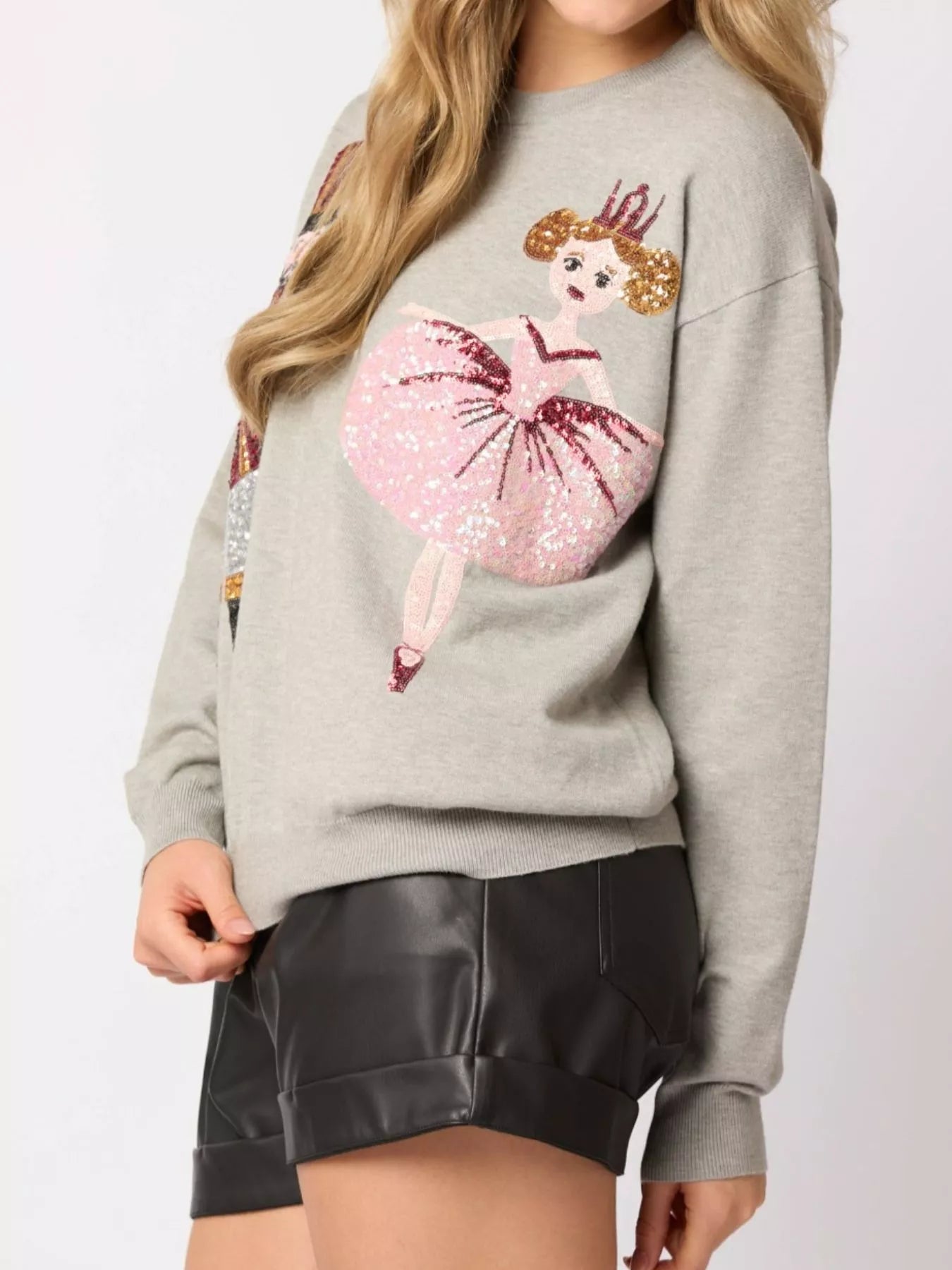 Sequined Nutcracker Long Sleeve Sweatshirt OutfitFlow