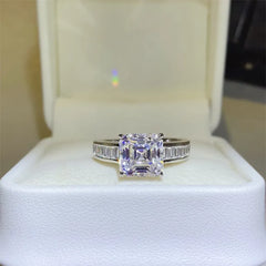 3 Carat Moissanite 925 Sterling Silver Square Shape Ring OutfitFlow