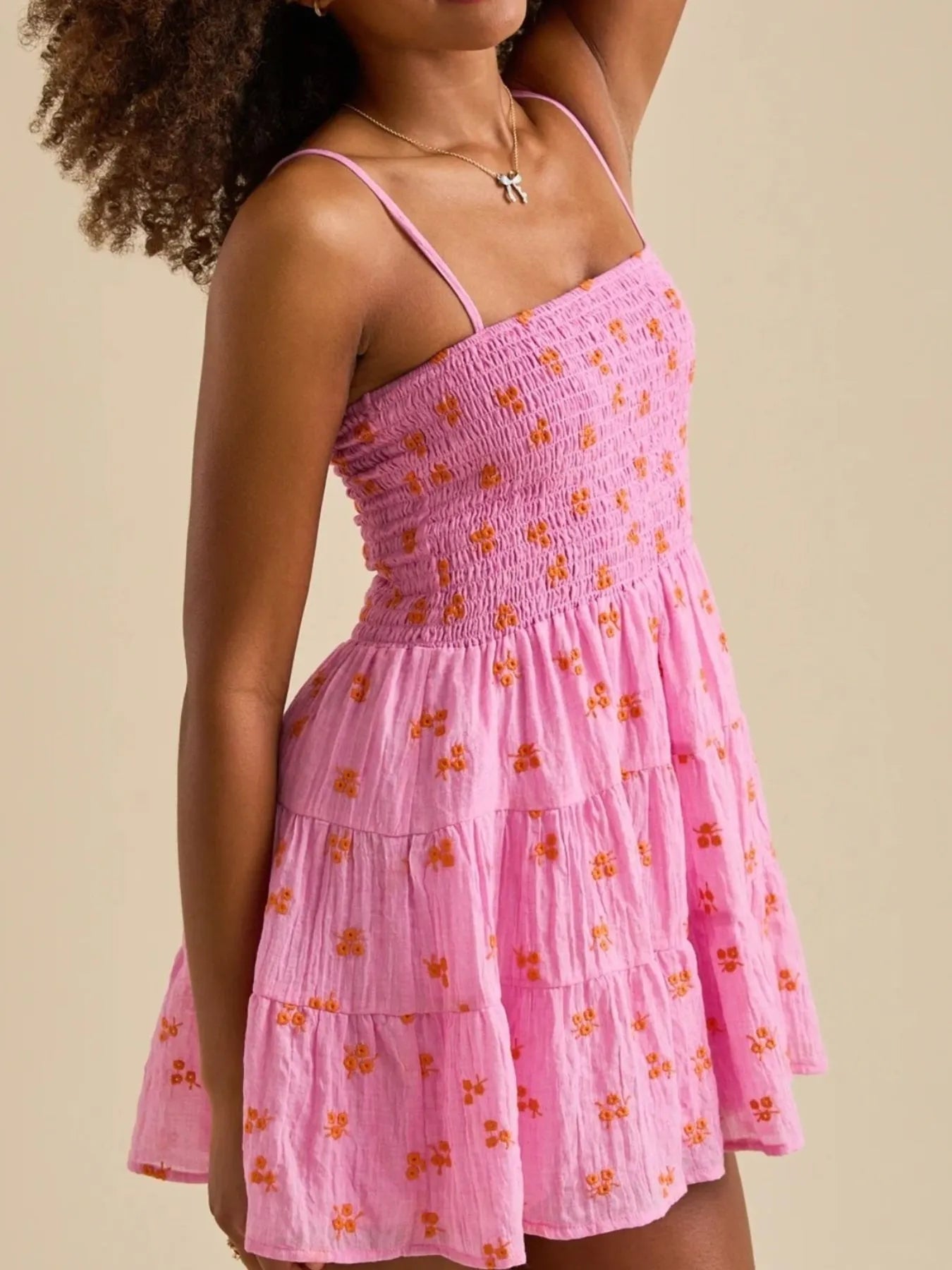 Floral Smocked Tiered Mini Cami Dress OutfitFlow