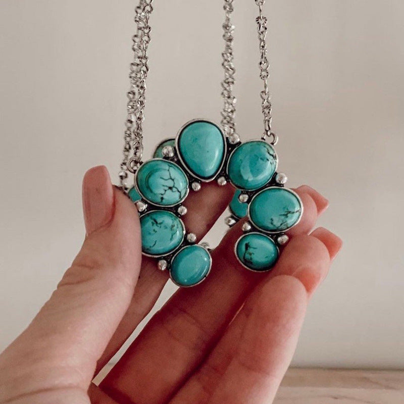 Outfit Flow - Artificial Turquoise Alloy Pendant Necklace