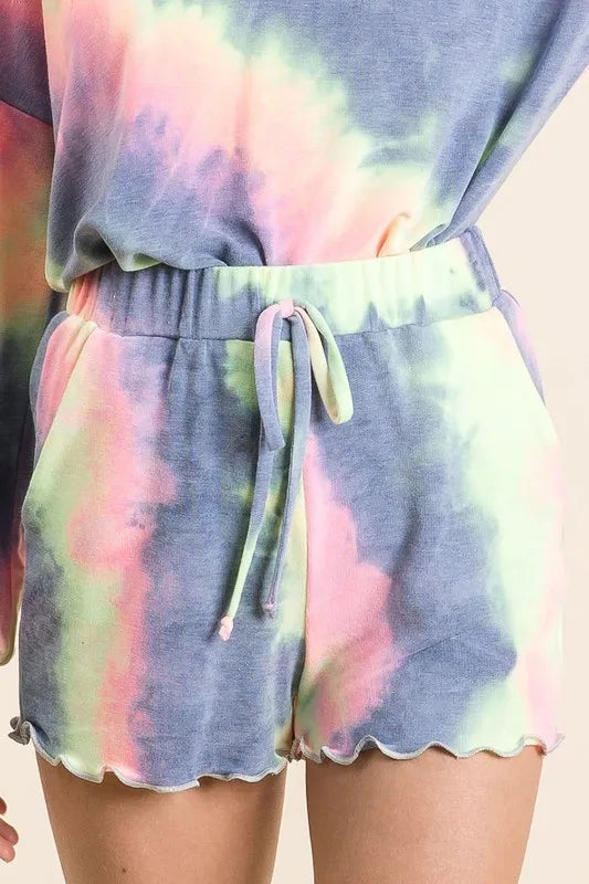 BiBi Tie Dye French Terry Shorts and Curly Edge OutfitFlow
