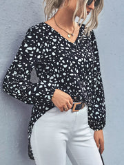 Animal Print V-Neck Blouse OutfitFlow