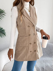 Double-Breasted Long Vest Coat Trendsi