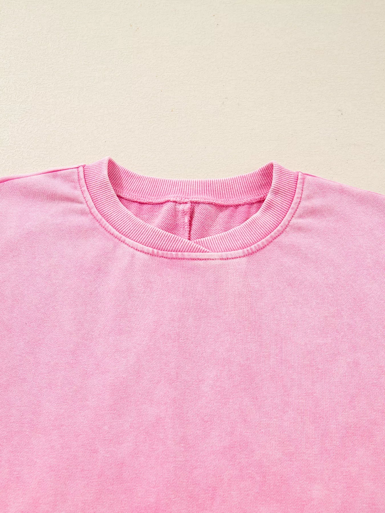 Mineral Wash Crossed Crew Neck Drop Shoulder Loose Sweatshirt OutfitFlow