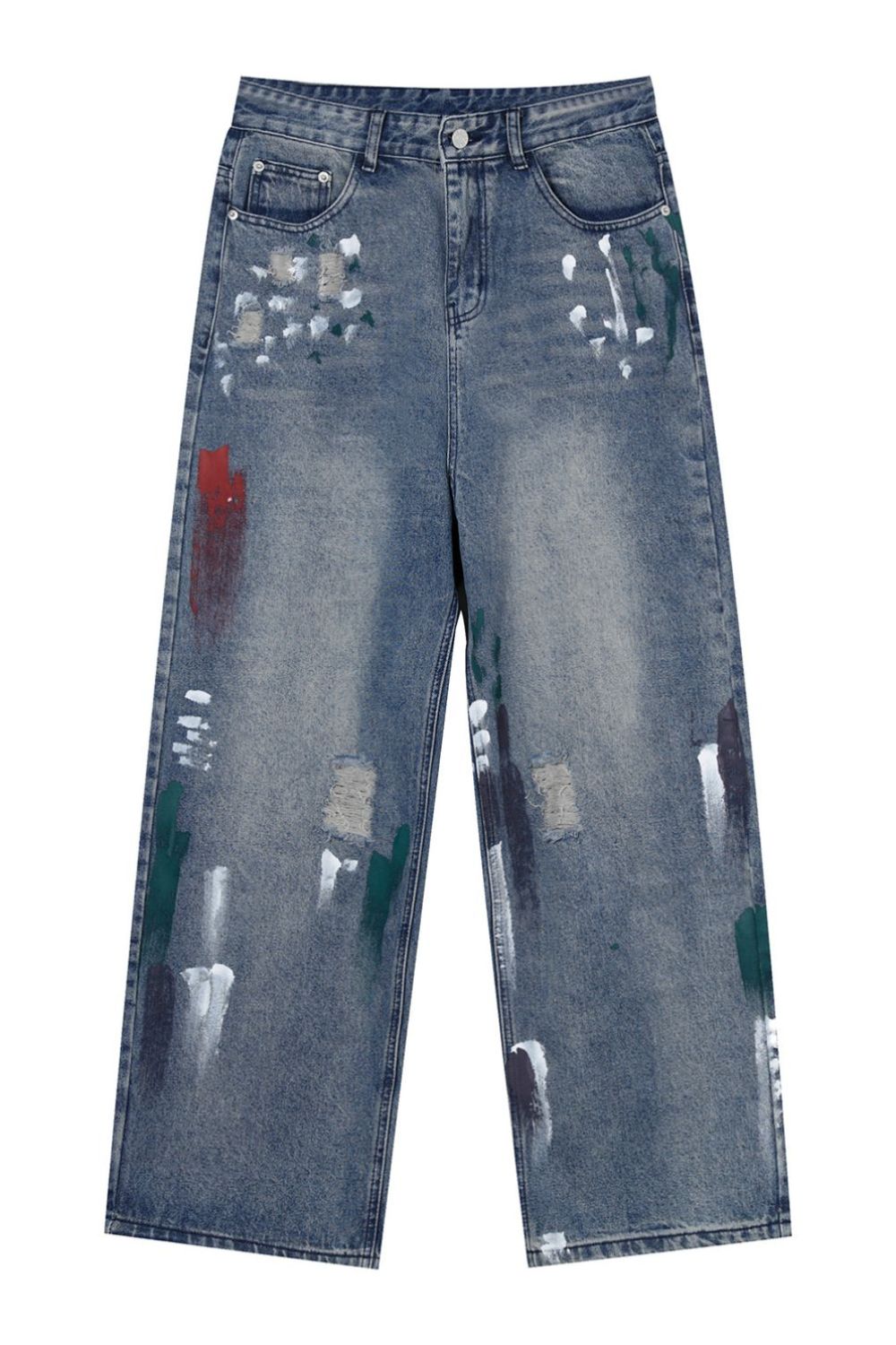Washed Distressed Wide-Leg Jeans OutfitFlow