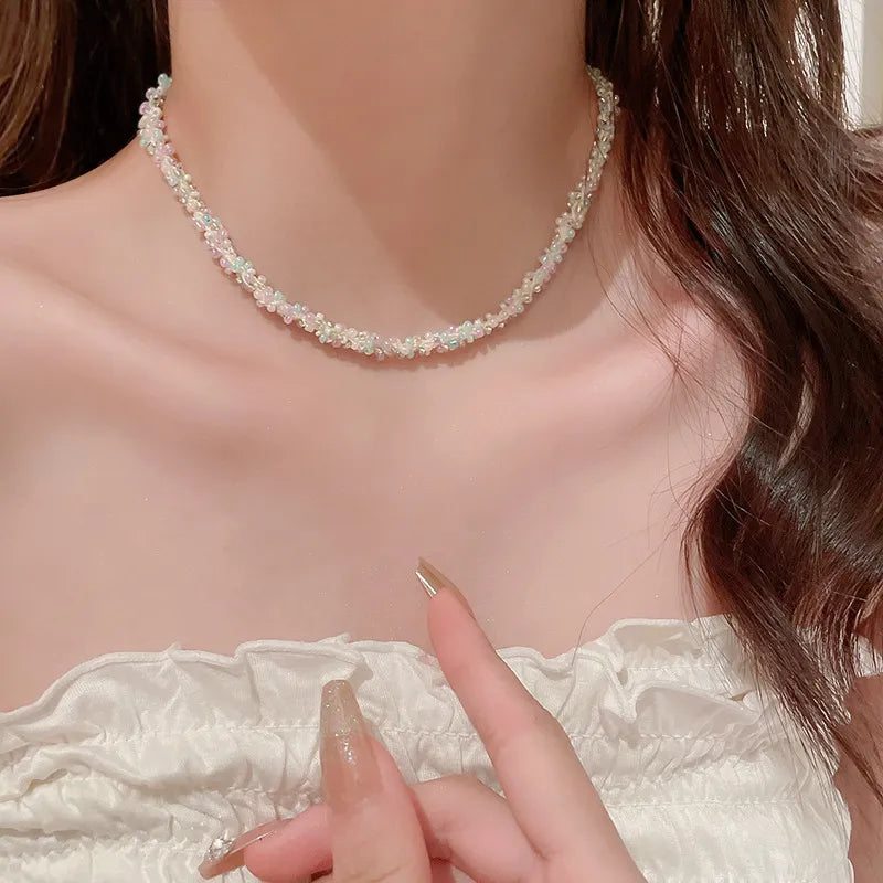 Titanium Steel Rice Bead Necklace OutfitFlow
