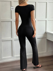Lace Detail Cap Sleeve Jumpsuit OutfitFlow