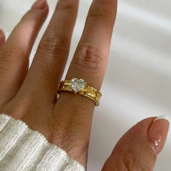 18K Gold-Plated Heart Zircon Ring OutfitFlow