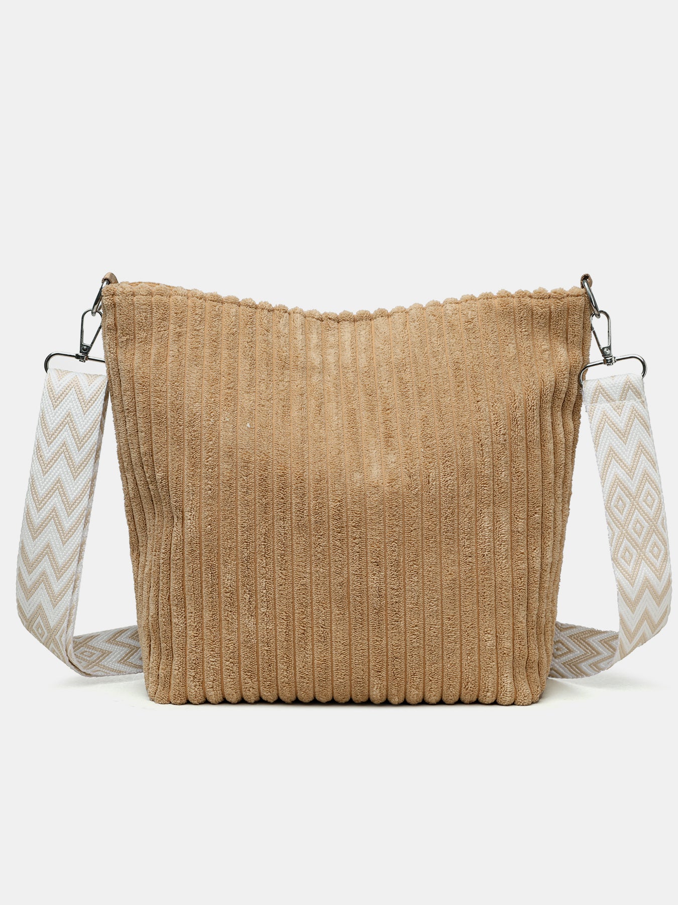 Corduroy Solid Color Crossbody Bag with Removable Strap OutfitFlow