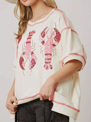 Sequin Lobster Half Sleeve T-Shirt OutfitFlow