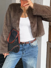 Faux Fur Cropped Outerwear OutfitFlow