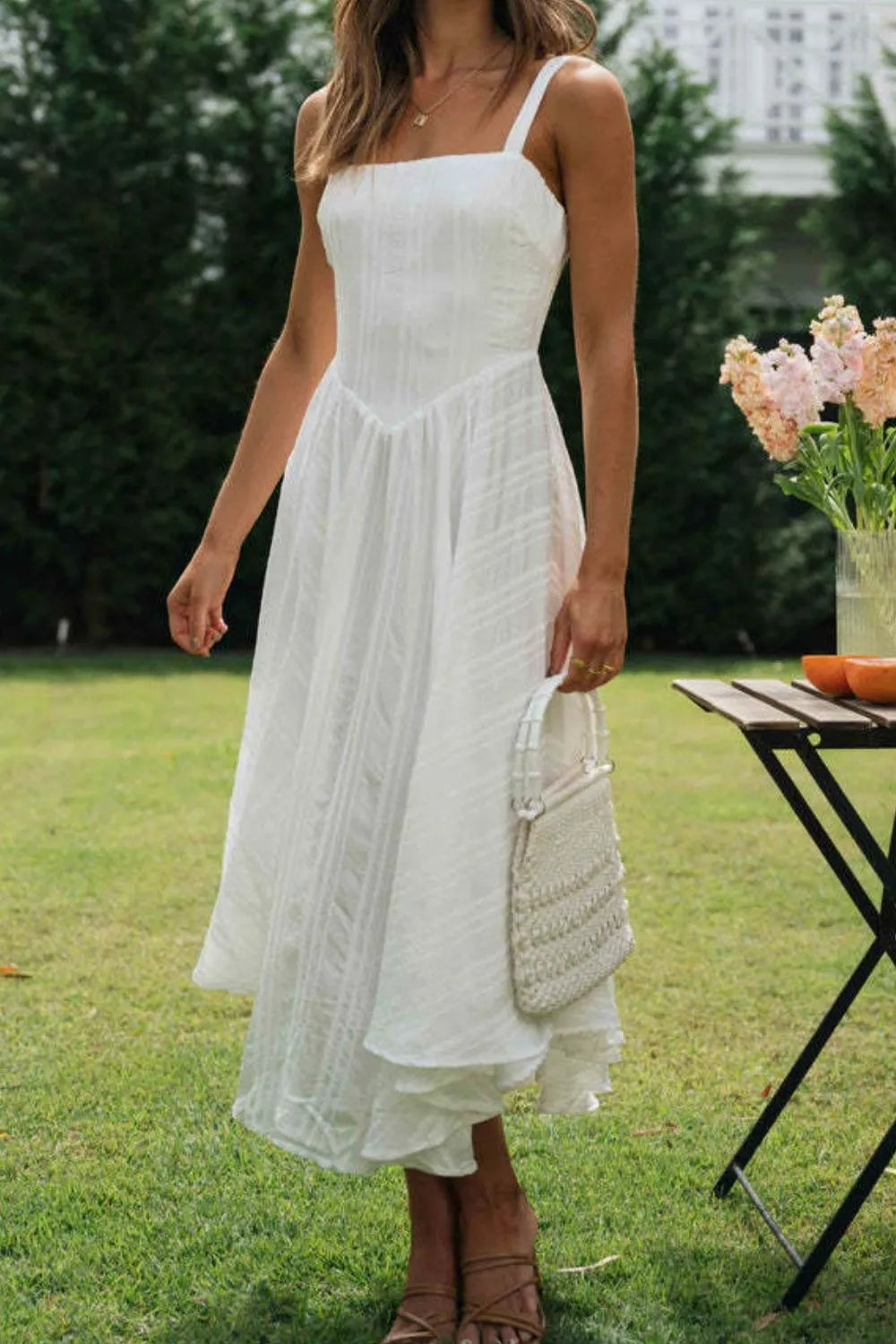 Square Neck Midi Cami Dress OutfitFlow