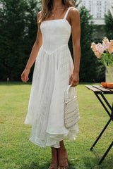 Square Neck Midi Cami Dress OutfitFlow