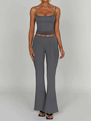 Cami Top and Flare Pants Matching Set OutfitFlow