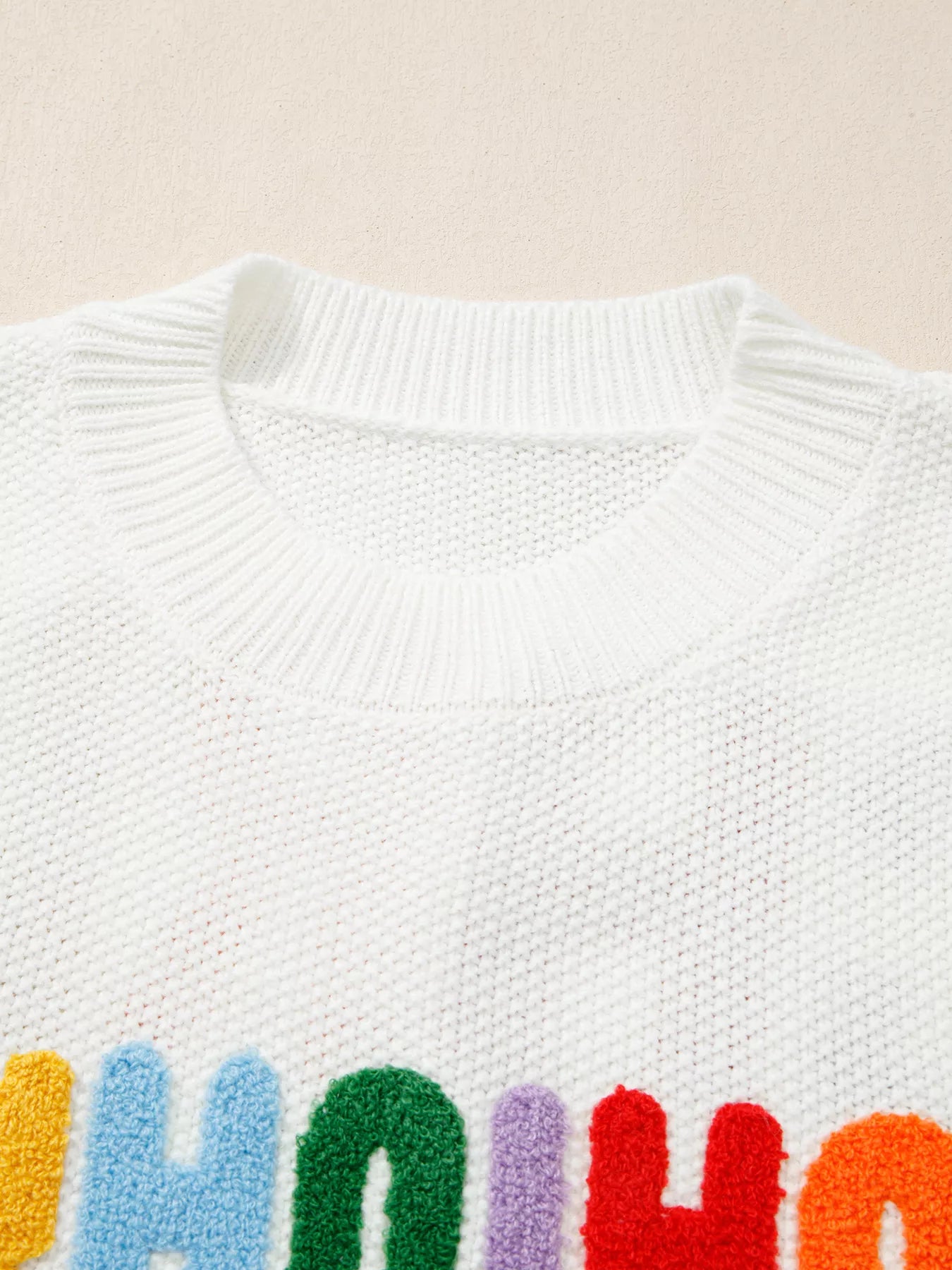 HOHOHO MERRY CHRISTMAS Drop Shoulder Holiday Sweater OutfitFlow