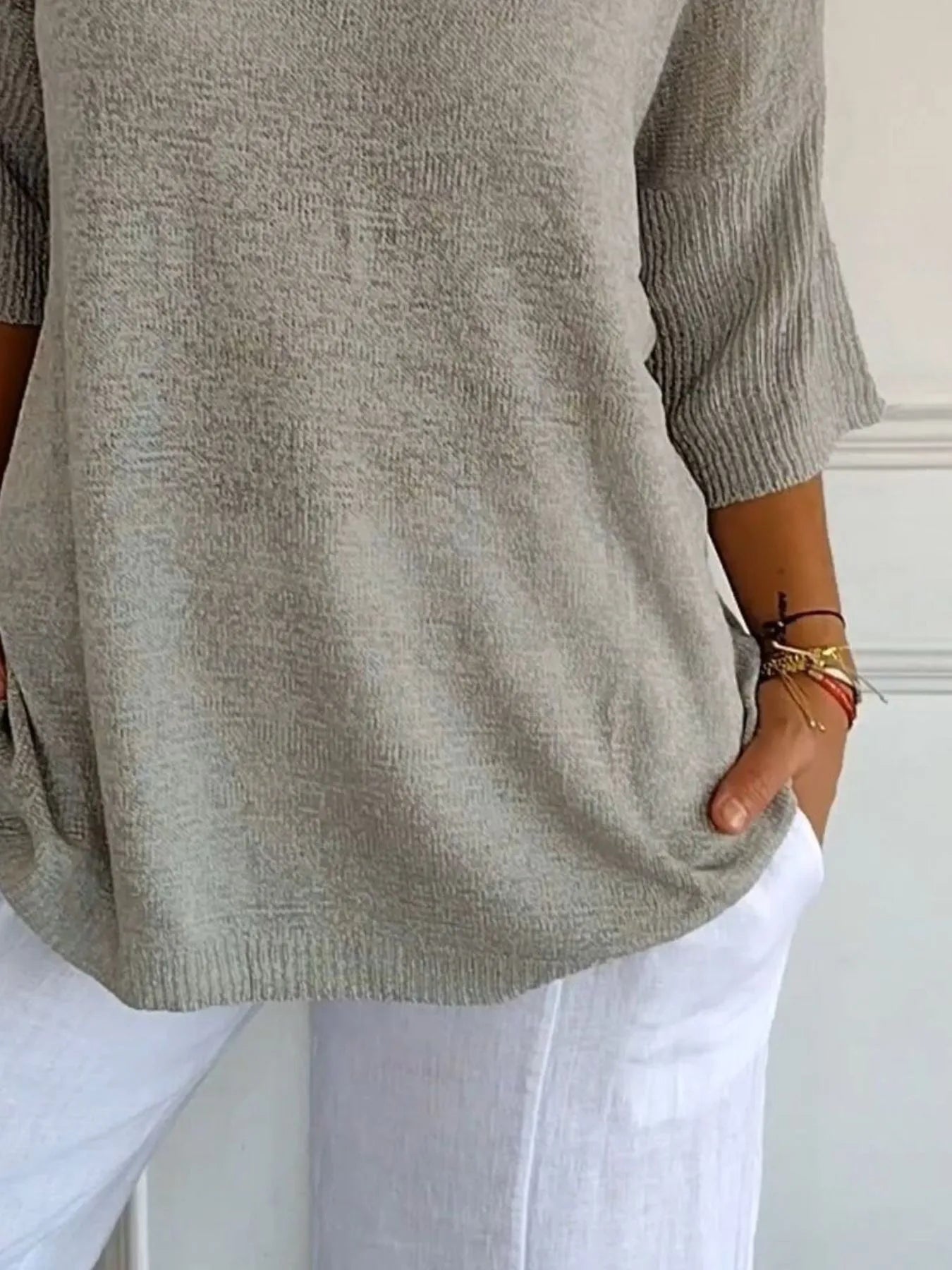Full Size Relaxed Fit Ribbed Hem Sweater Plus Size OutfitFlow
