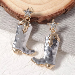 Western Cowboy Boot Star Dangle Earrings OutfitFlow