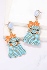 Smiling Ghost Shape Synthetic Pearl Earrings OutfitFlow