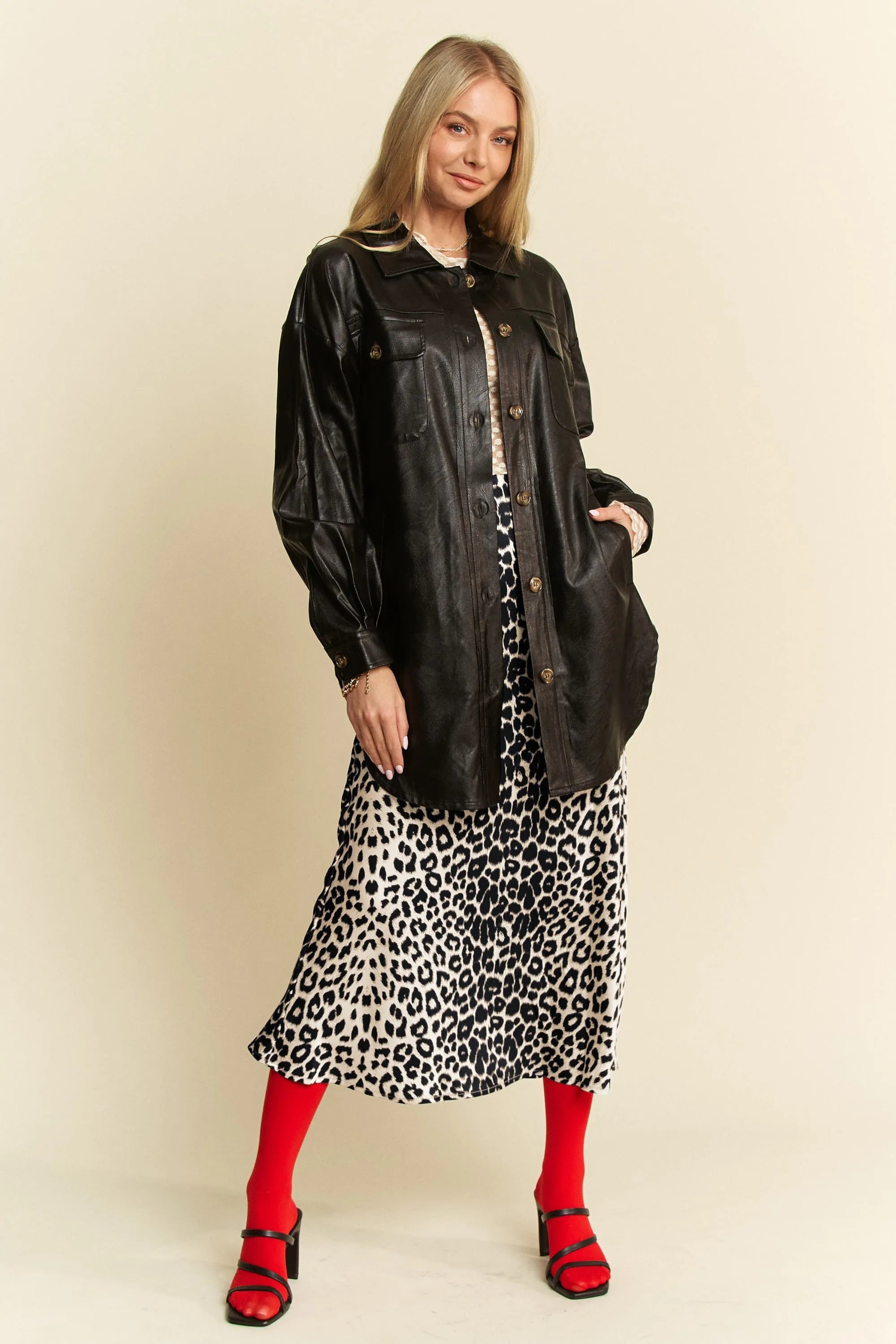 Davi & Dani Leopard Animal Print Long Length Skirt OutfitFlow