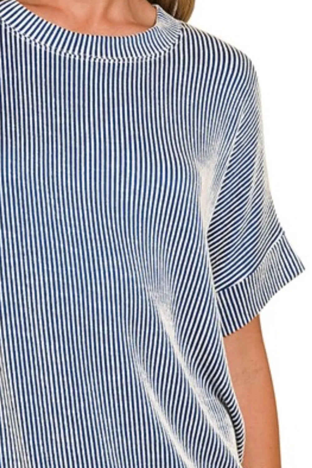 Zenana Corded Rib Short Sleeve T-Shirt OutfitFlow