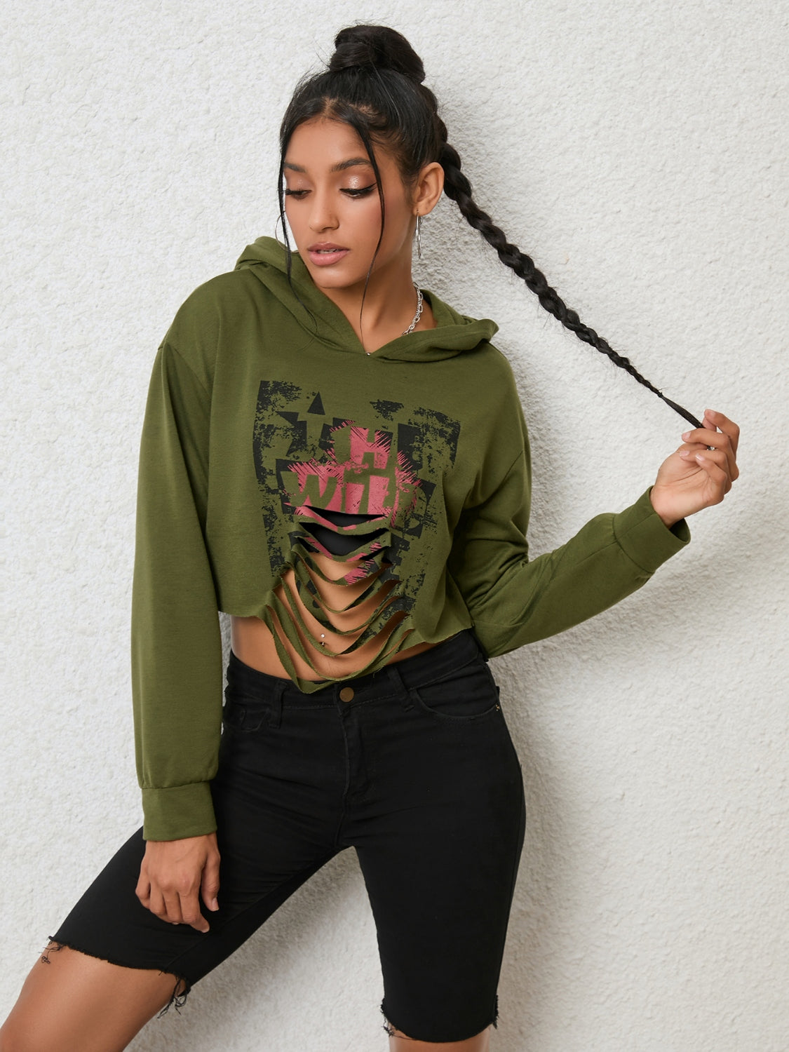 Outfit Flow - Cutout Long Sleeve Hoodie