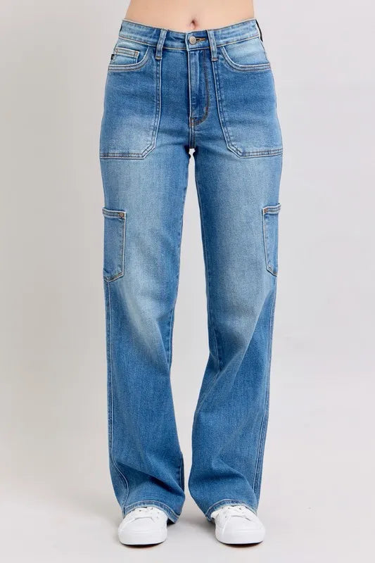 Judy Blue Full Size High Waist 90's Straight Jeans Plus Size MD OutfitFlow