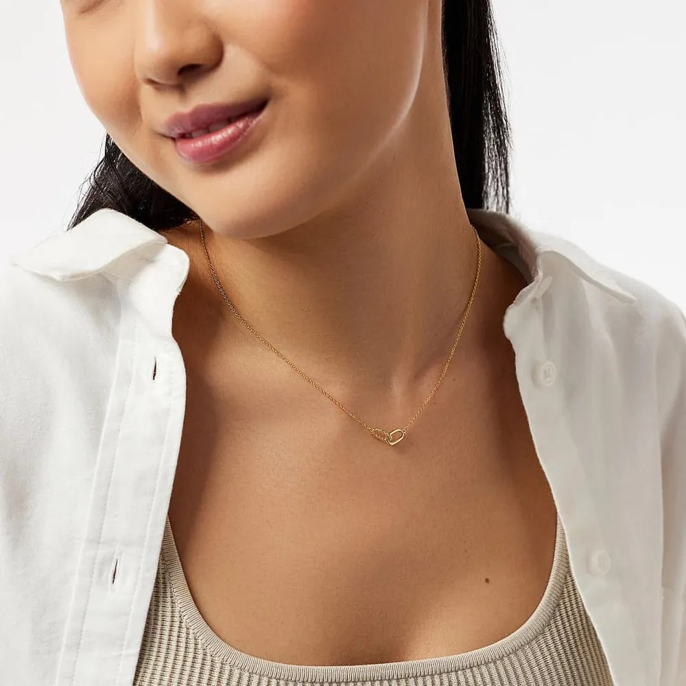 Interlocked Titanium Steel Necklace OutfitFlow