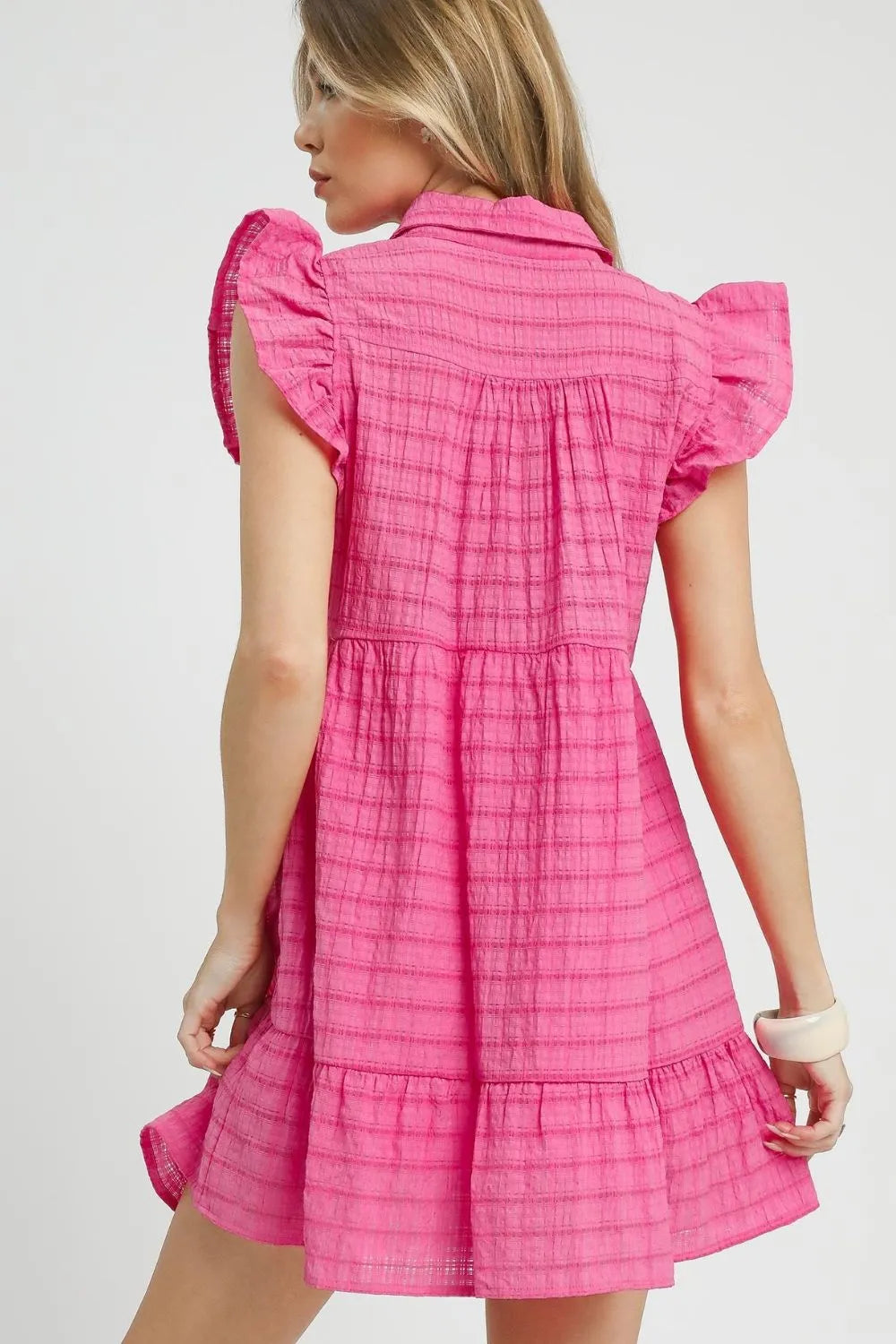 Umgee Ruffle Cap Sleeve Textured Mini Dress OutfitFlow