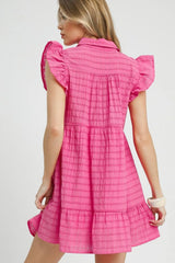 Umgee Ruffle Cap Sleeve Textured Mini Dress OutfitFlow