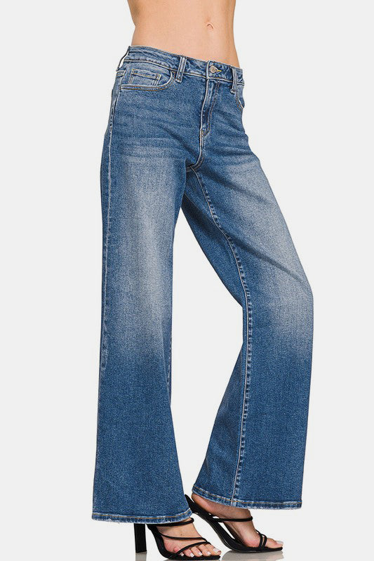 Zenana High Rise Wide Leg Jeans with Pockets