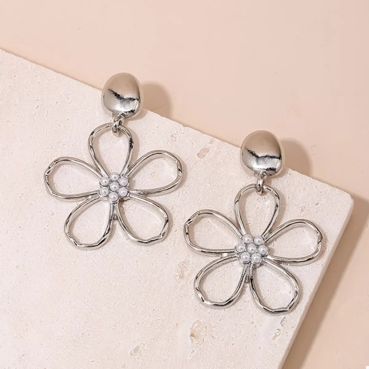 Alloy Flower Drop Earrings OutfitFlow