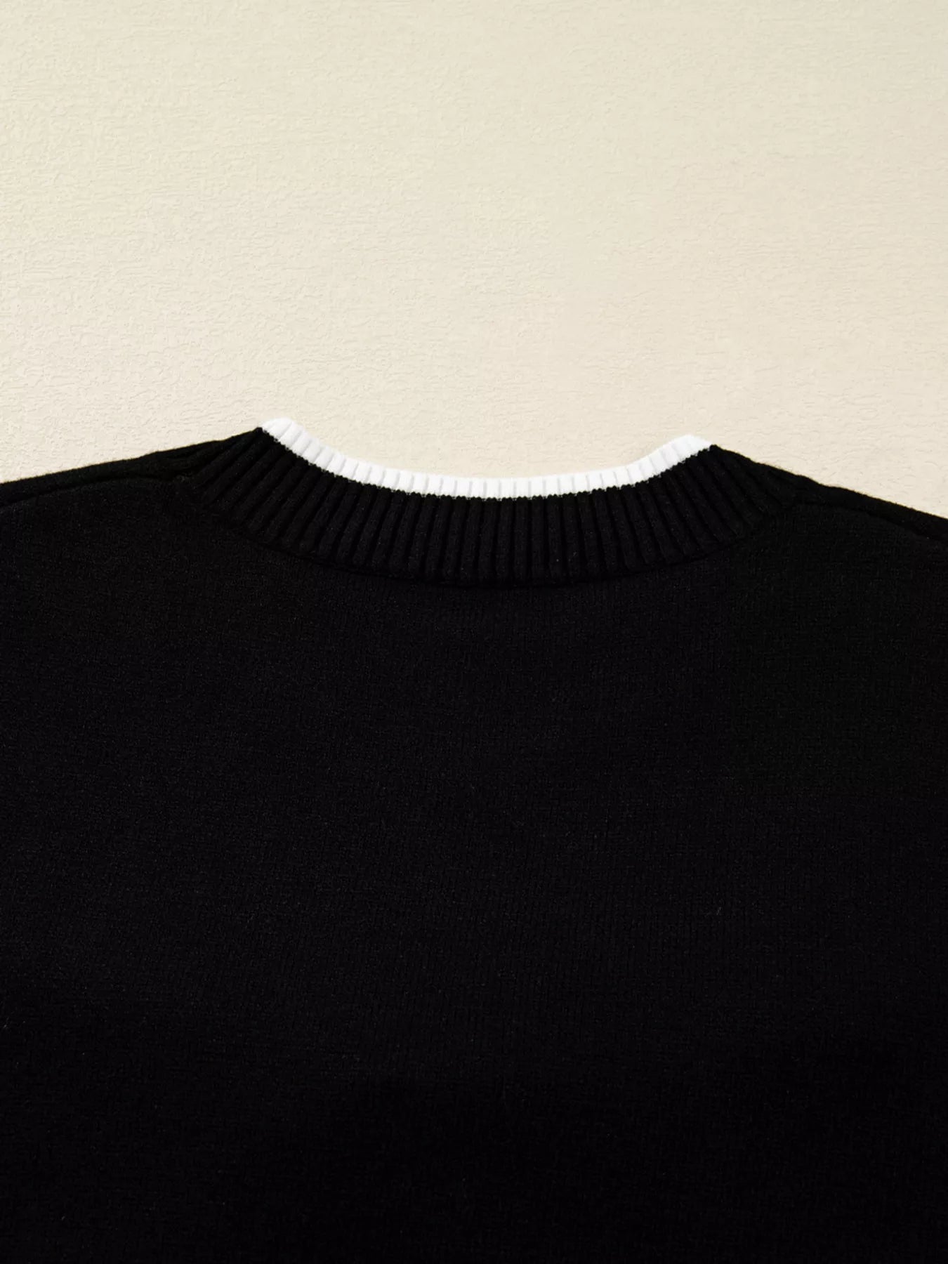 Contrast Trim Bow Accent Holiday Cropped Sweater OutfitFlow