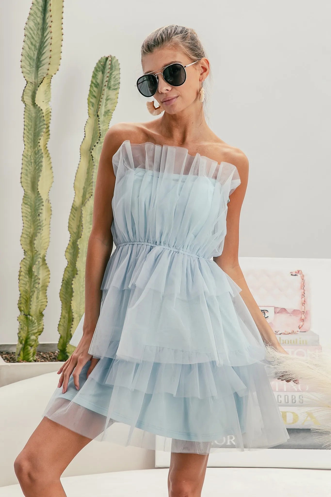 BiBi Sleeveless Layered Organza Dress OutfitFlow