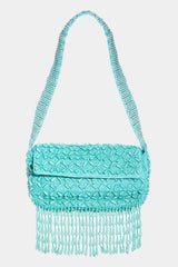 Fame Beaded Fringe Rectangle Shoulder Bag