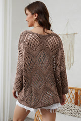 Openwork V-Neck Sweater OutfitFlow
