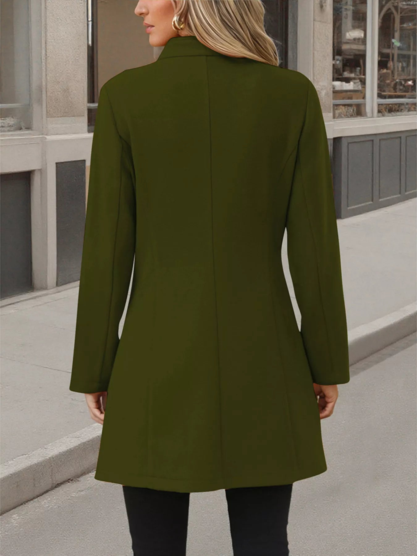 Button Up Long Sleeve Coat Trendsi