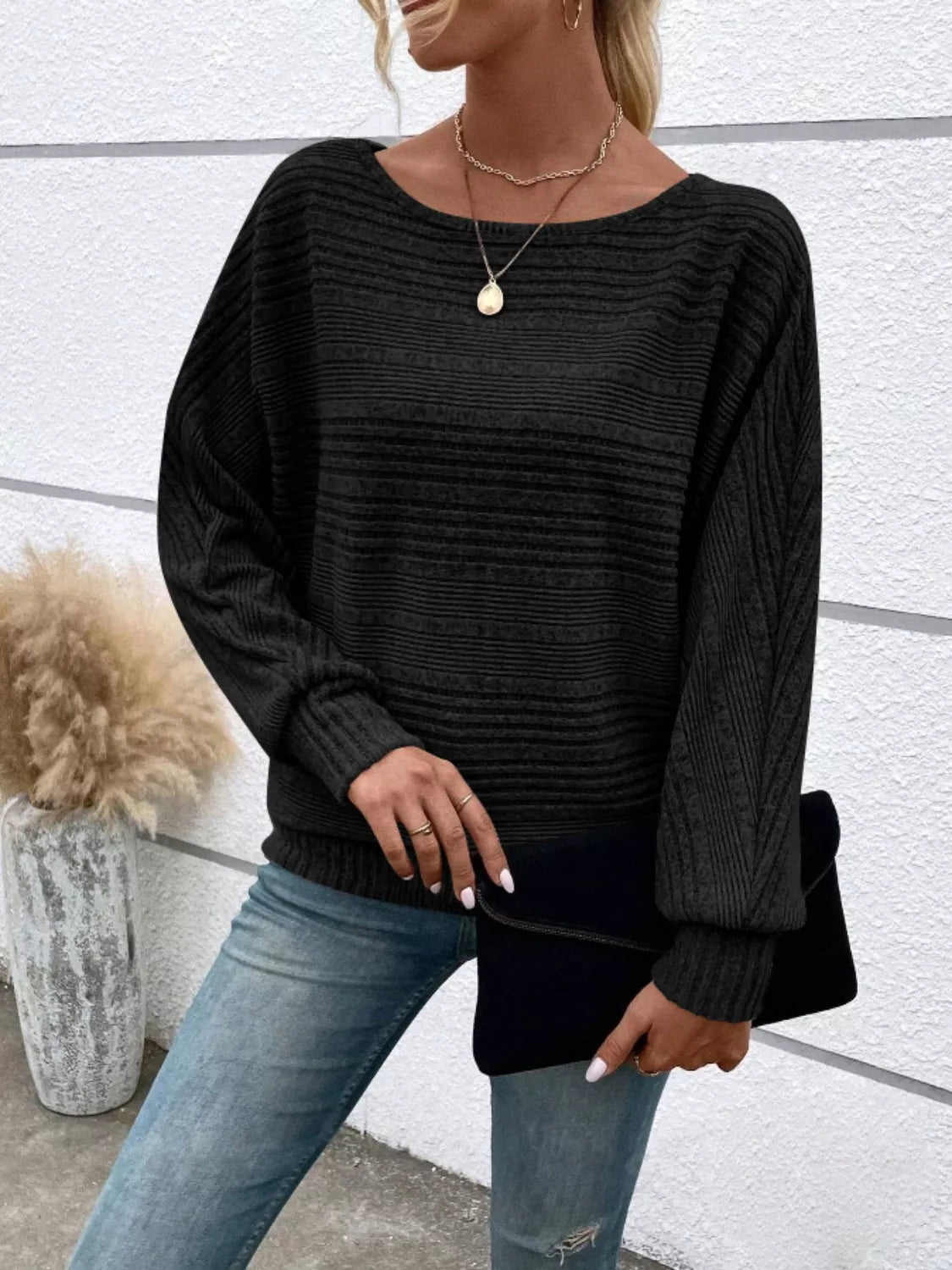 Relaxed Fit Ribbed Knit T-Shirt OutfitFlow