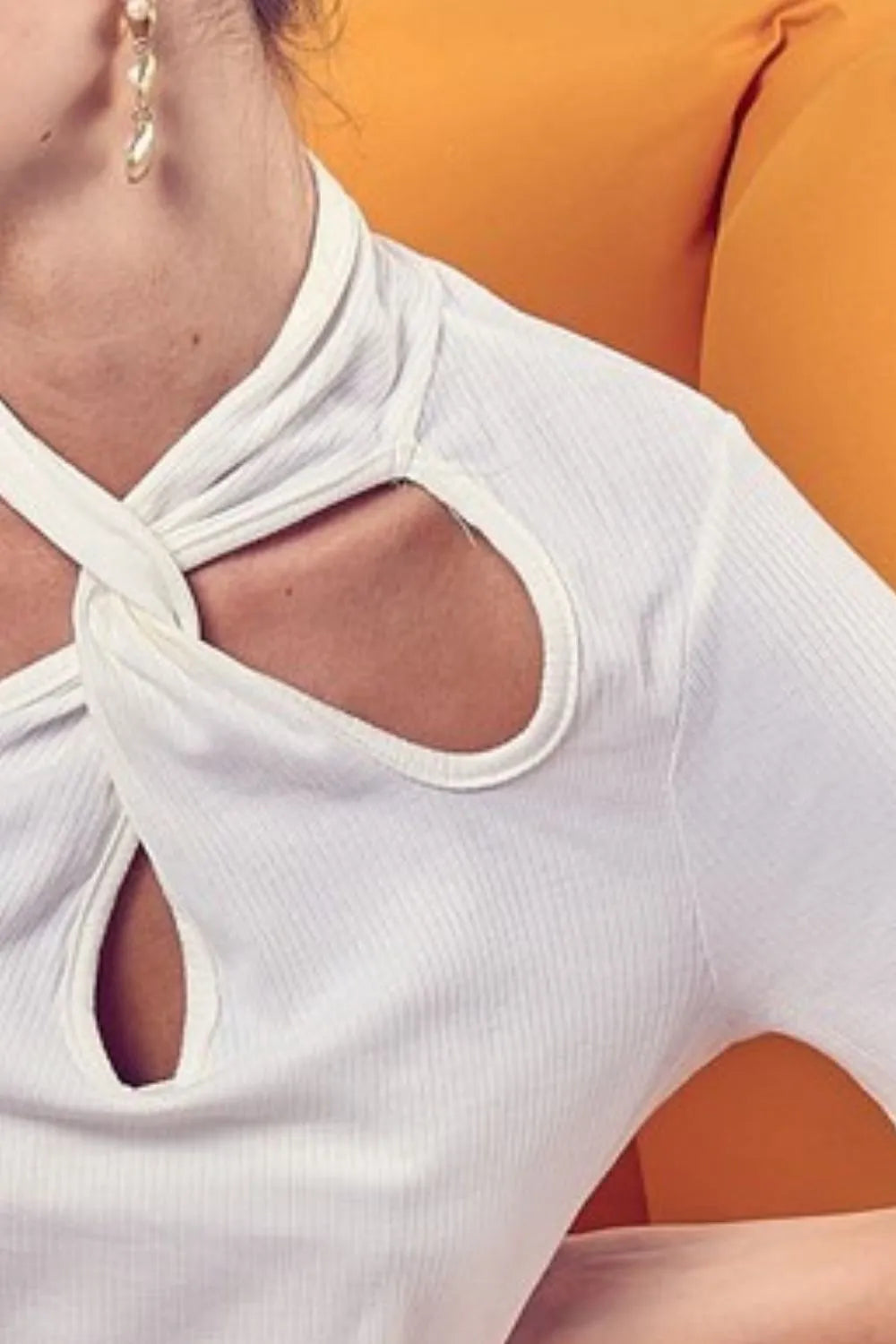 BiBi Soft Rib Knit with Twist Neck Detailed Top OutfitFlow