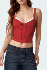 Lace Detail V-Neck Cami OutfitFlow