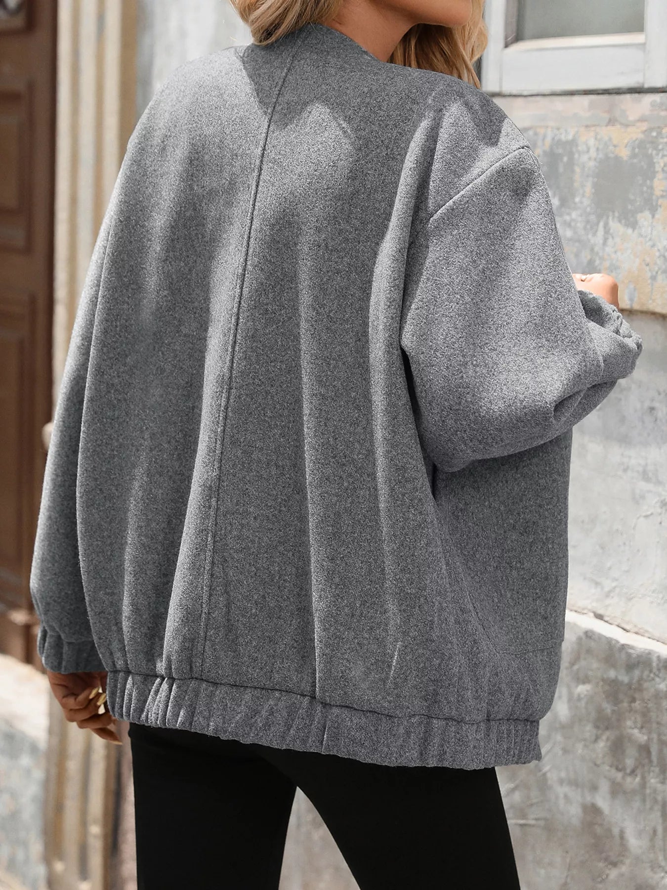 Snap Down Dropped Shoulder Jacket Trendsi