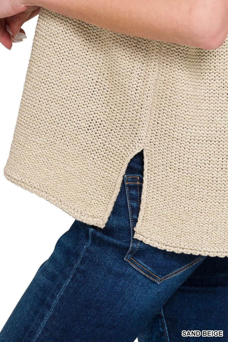 Zenana Oversized Crew Neck Sweater Vest Trendsi