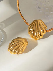 18K Gold-Plated Stainless Steel Shell Stud Earrings OutfitFlow
