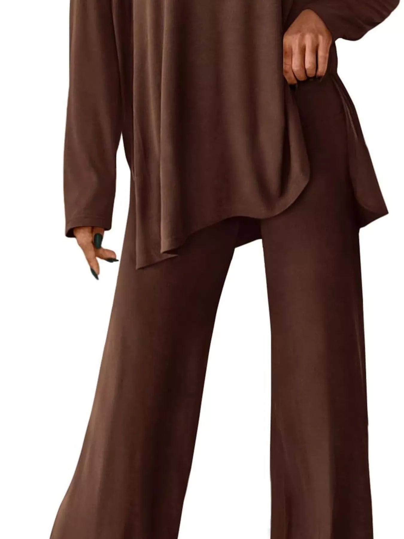 Casual Loose Long Sleeve Top and Wide Leg Pants Set Trendsi