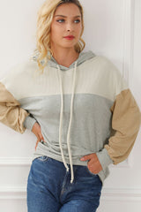 Outfit Flow - Drawstring Color Block Long Sleeve Hoodie