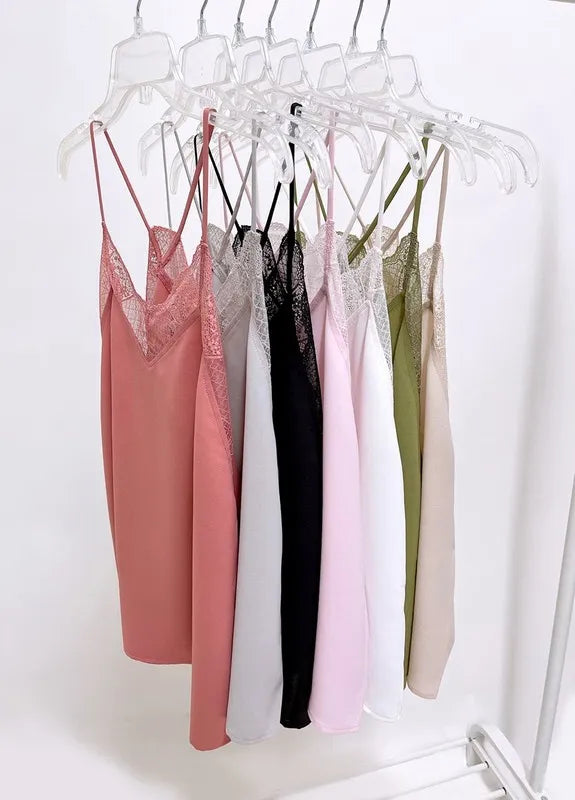BiBi Lace Cami Solid Tank Top OutfitFlow