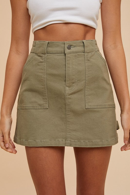 Annie Wear Cargo Denim Mini Skirt