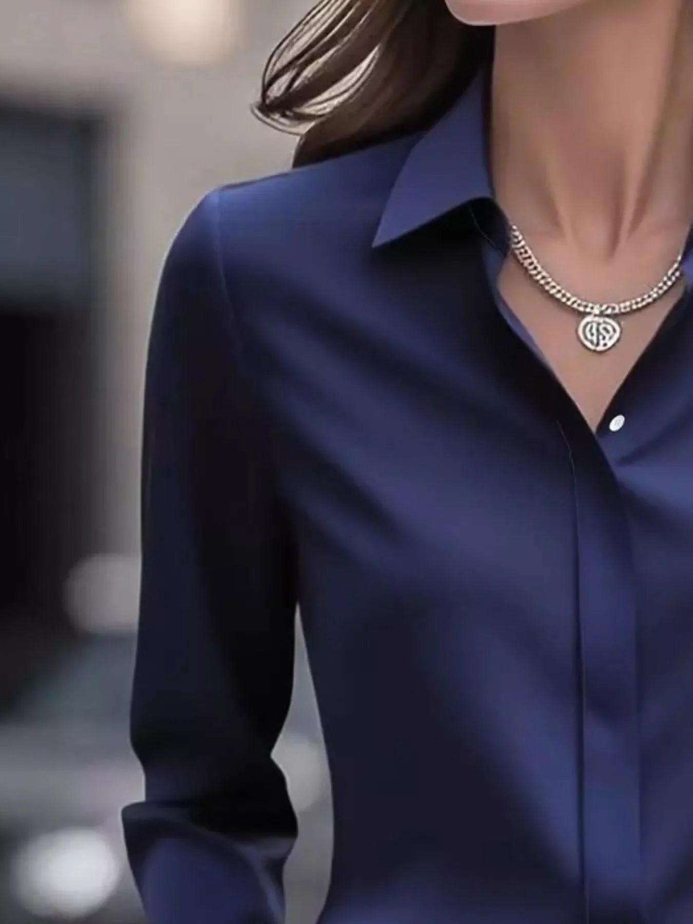 Button Down Collared Neck Long Sleeve Shirt OutfitFlow