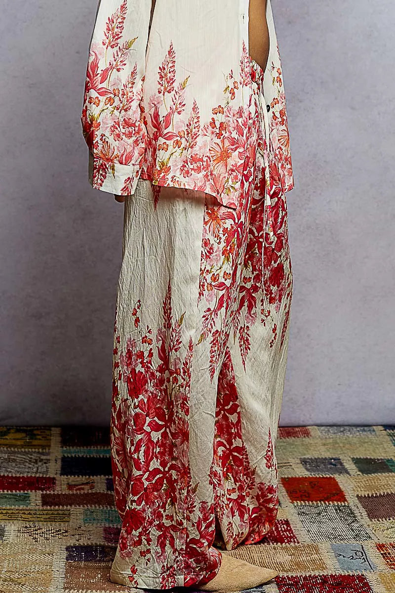 POL Floral Printed Woven Wide Leg Drawstring Pants OutfitFlow